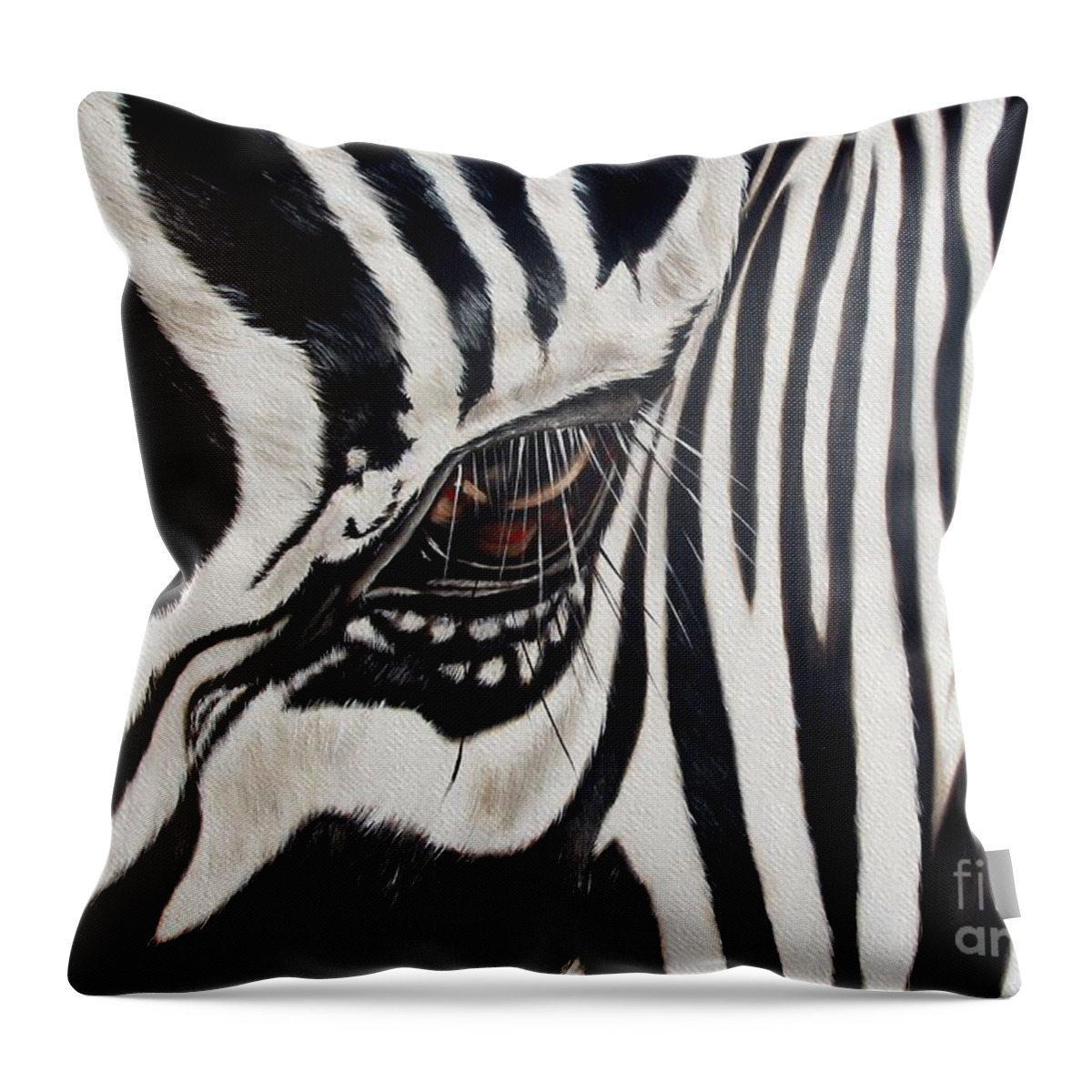 Zebra Throw Pillow featuring the painting Zebra Eye by Ilse Kleyn