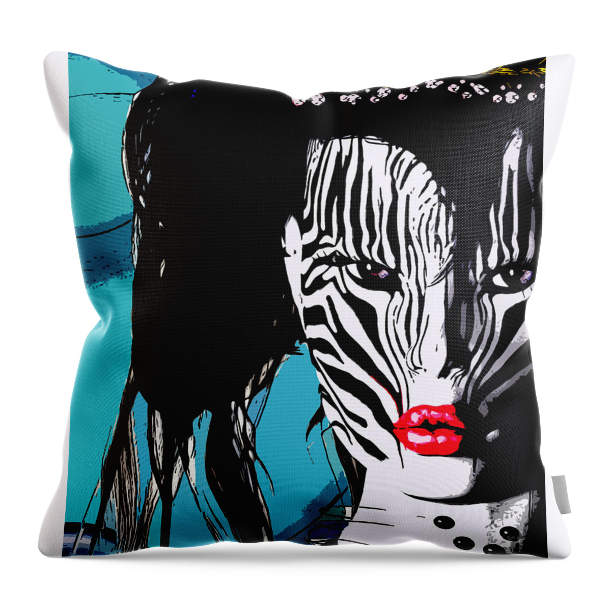 Zebra Throw Pillow featuring the digital art Zebra Girl Pop Art by Alicia Hollinger