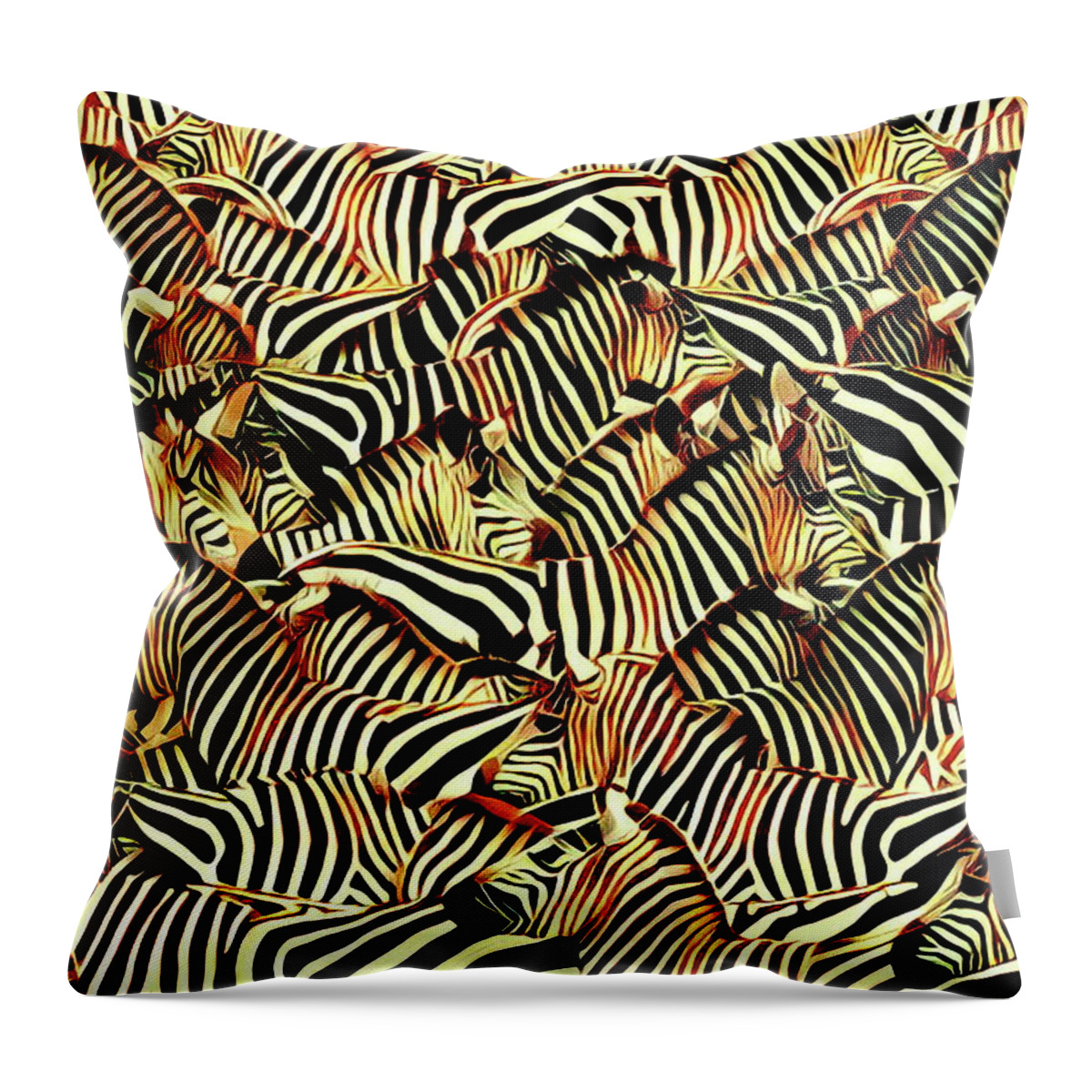 Zebra Throw Pillow featuring the digital art Zebras by Russ Harris
