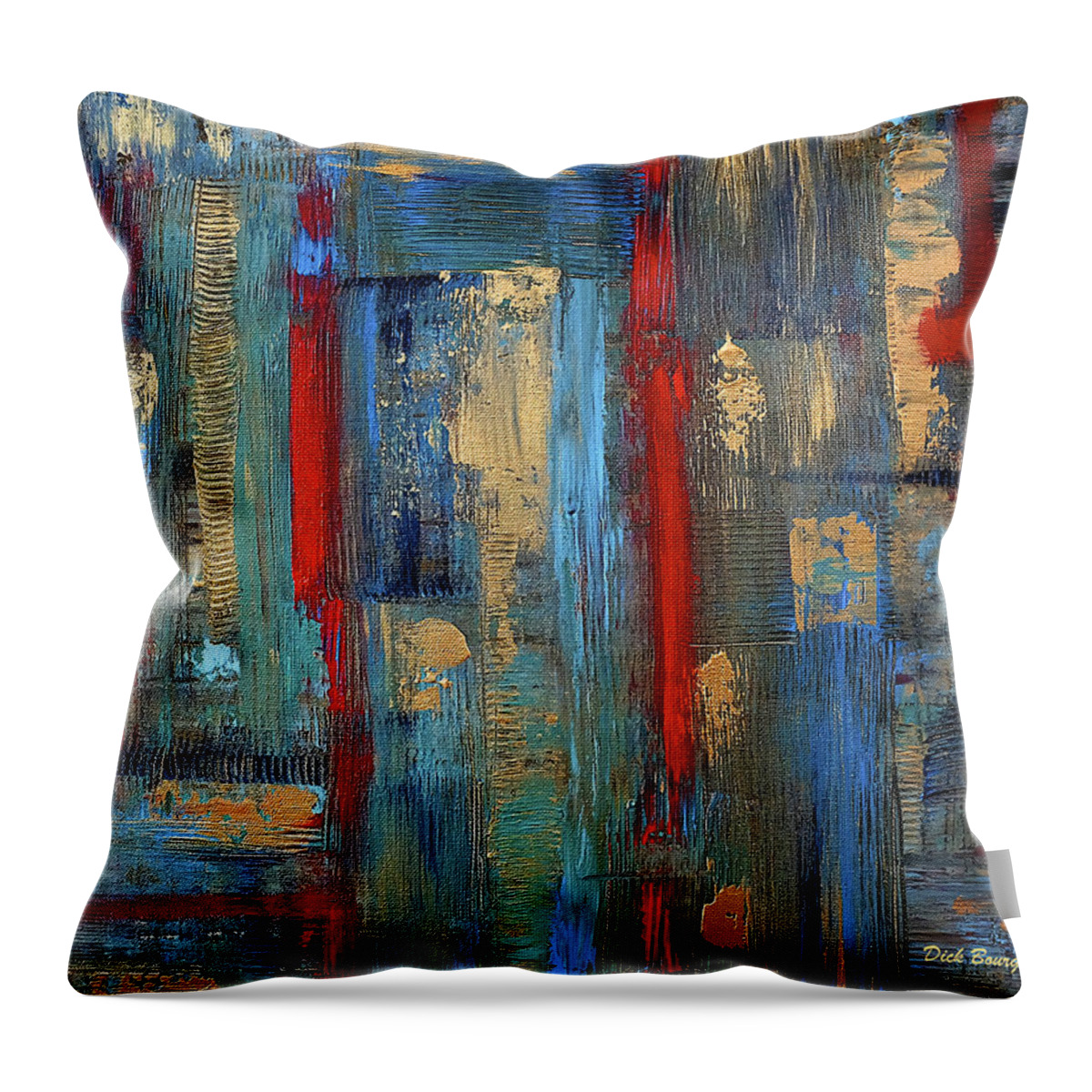 Abstract Throw Pillow featuring the painting Zen by Dick Bourgault