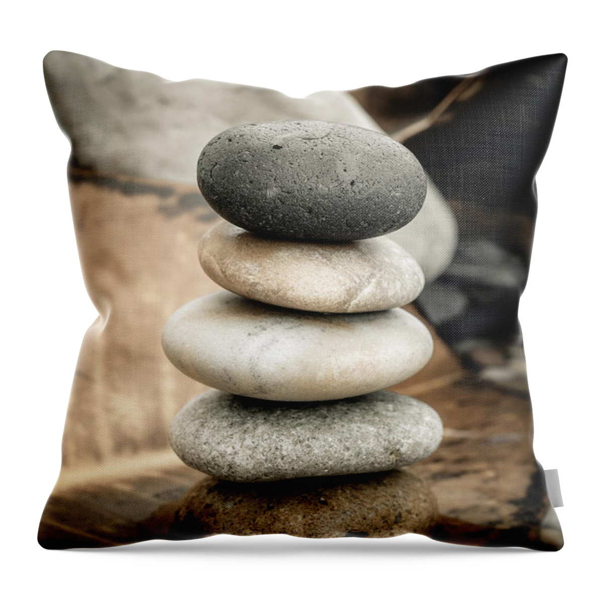 Zen Stones Throw Pillow featuring the photograph Zen Stones IV by Marco Oliveira