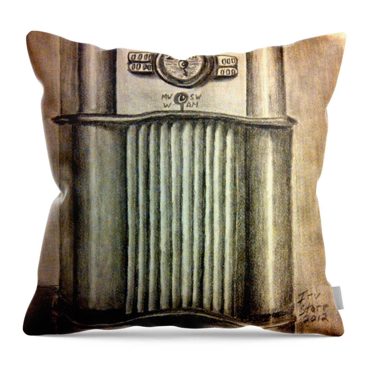 Rspeaker Throw Pillow featuring the drawing Zenith Radio by Irving Starr