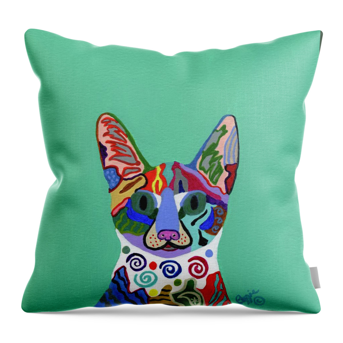 Cat Throw Pillow featuring the painting Zeus by Stephanie Agliano