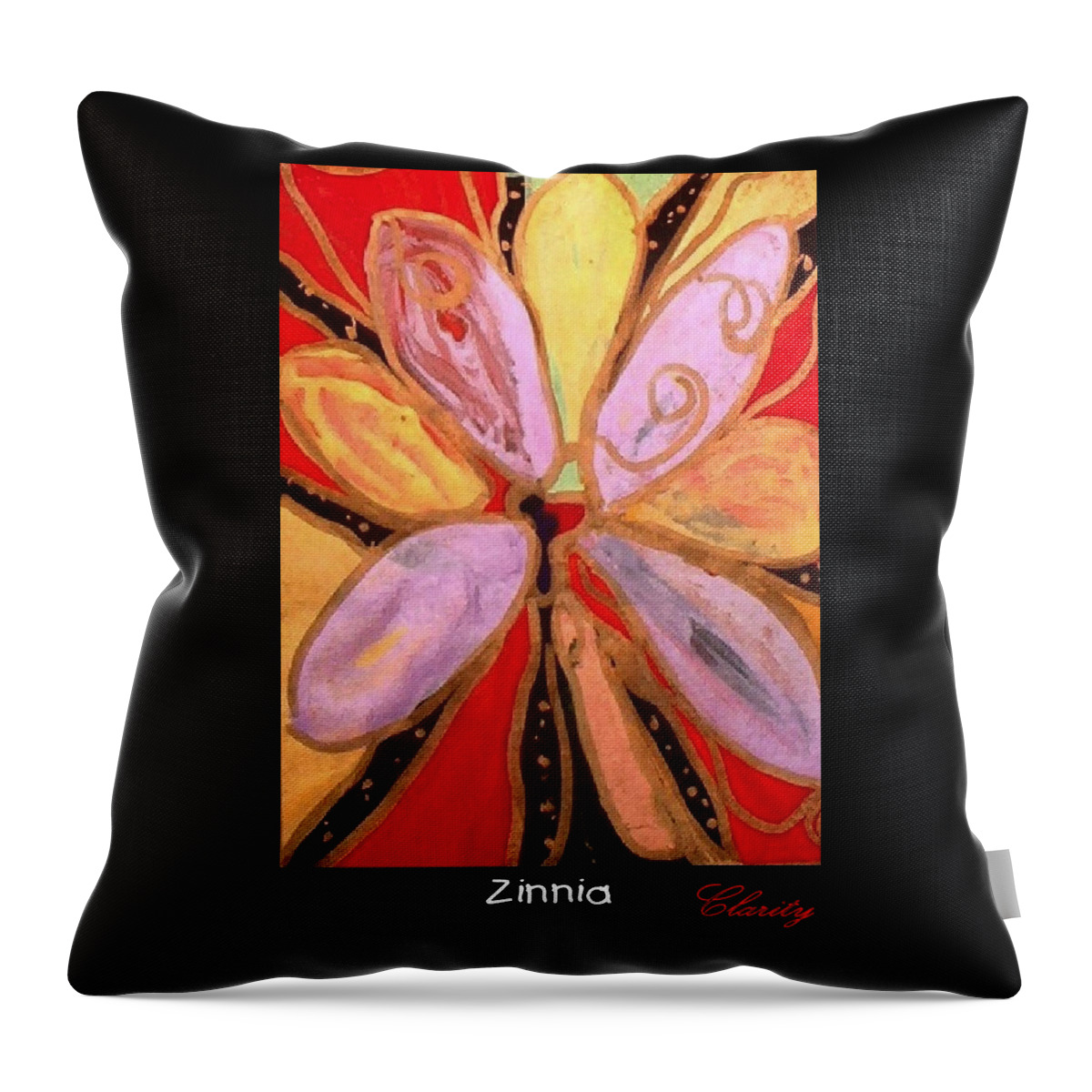 Zinnia Throw Pillow featuring the painting Zinnia by Clarity Artists