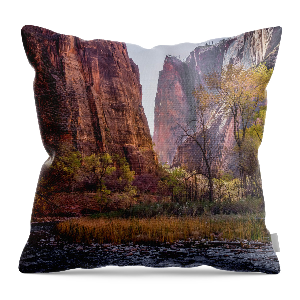 Zion Throw Pillow featuring the photograph Zion Canyon by James Woody