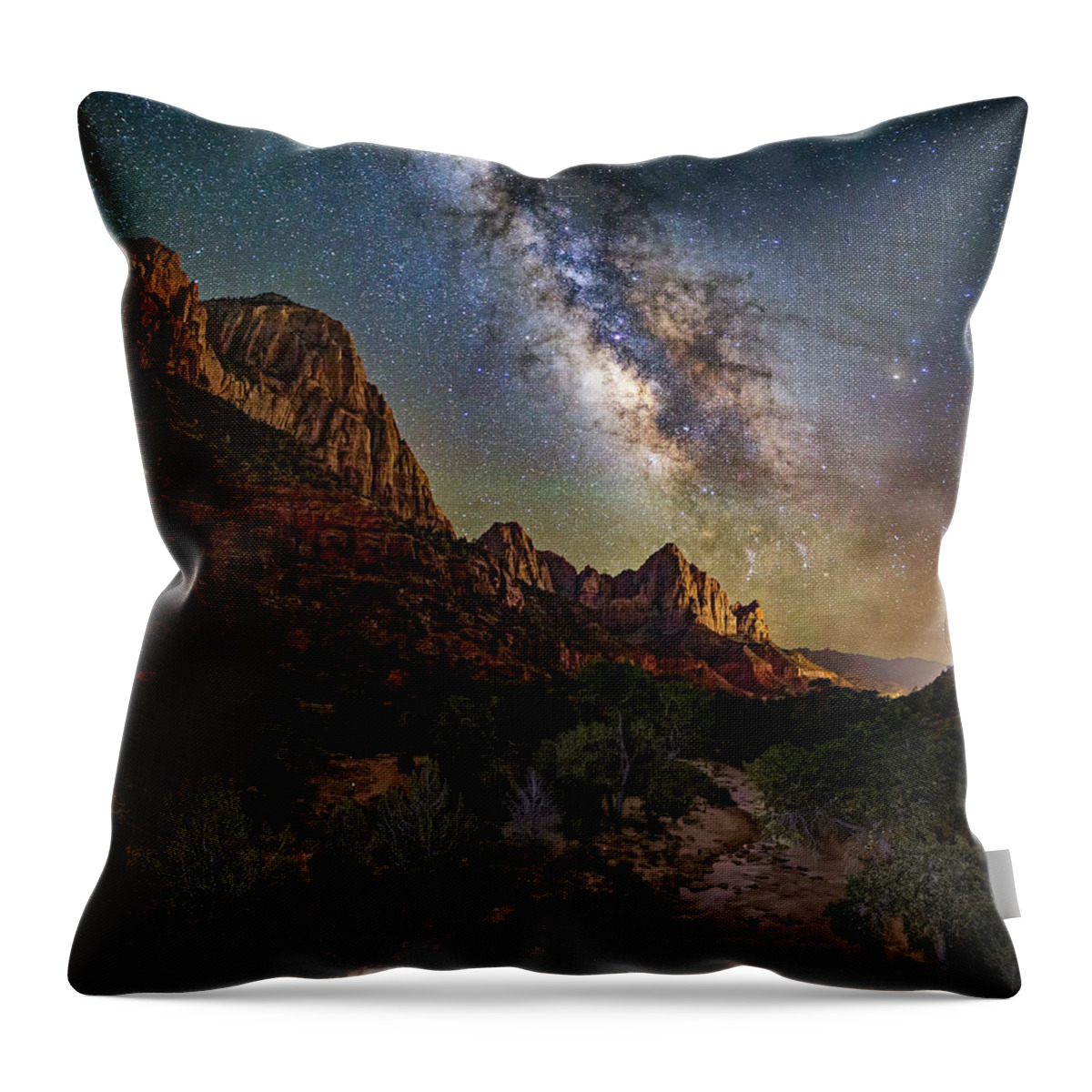 Milky Way Throw Pillow featuring the photograph Zion from the Bridge by David Soldano