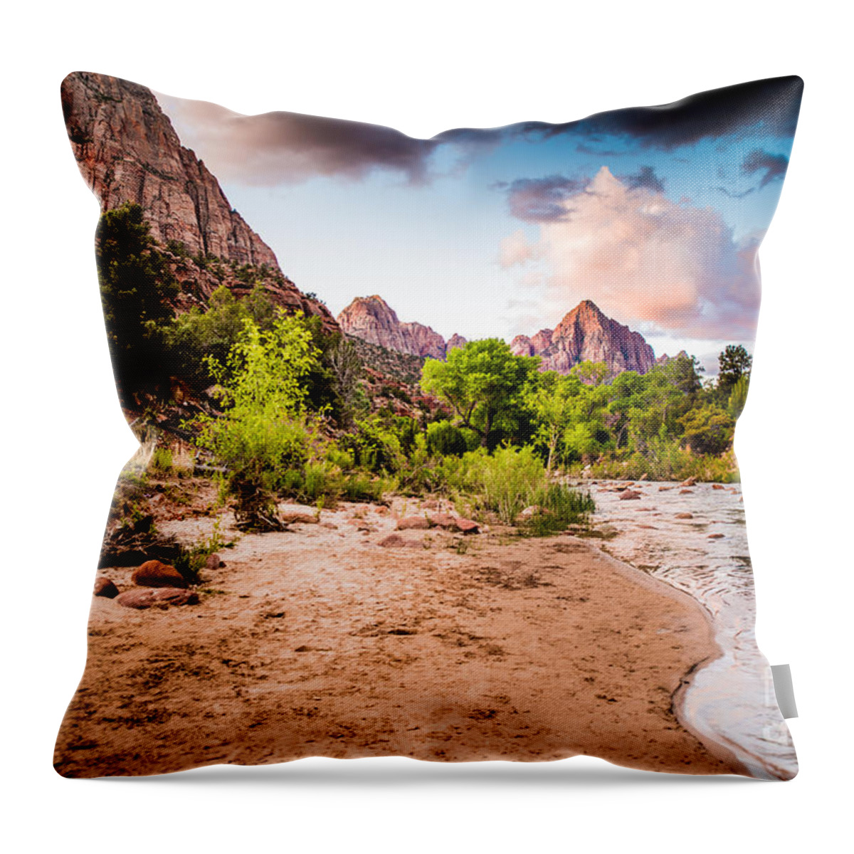 Zion Throw Pillow featuring the photograph Zion National Park at Dawn by Jim DeLillo