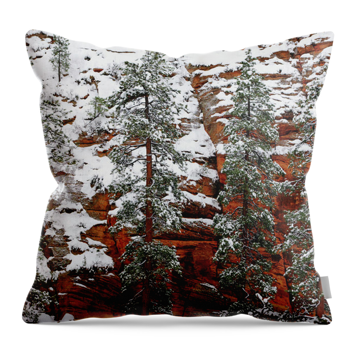 Zion Throw Pillow featuring the photograph Zion's Red and Green by Daniel Woodrum