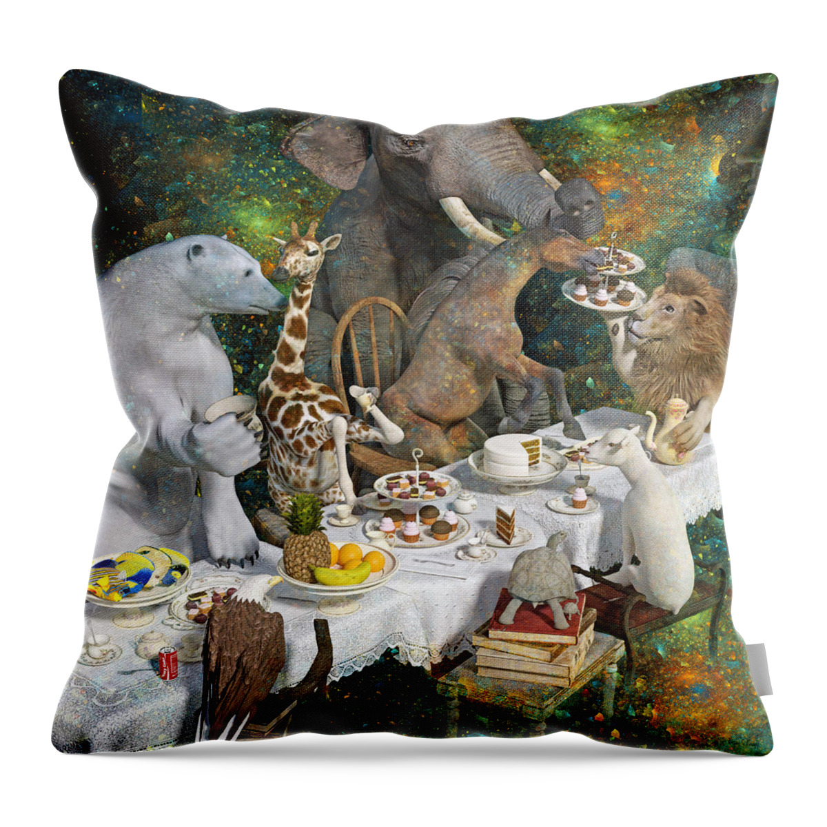 3d Throw Pillow featuring the digital art Zodiac Brainstorming by Betsy Knapp