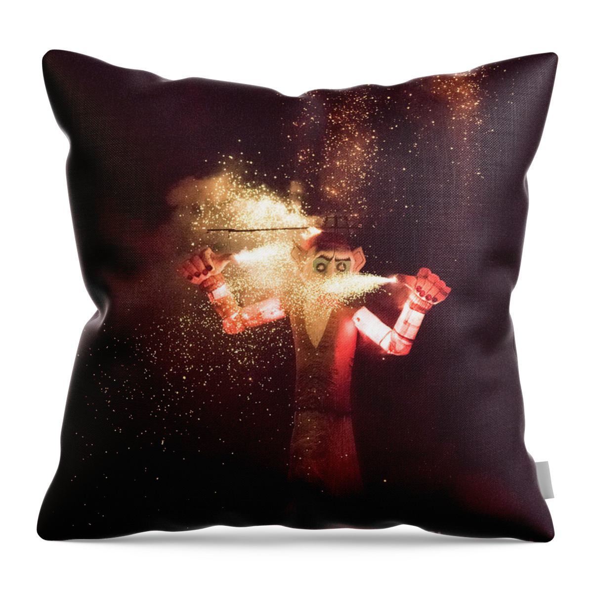 Natanson Throw Pillow featuring the photograph Zozobra Fireworks by Steven Natanson