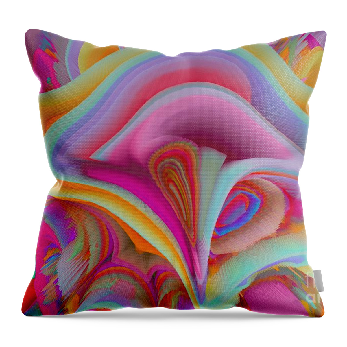 Rainbow Throw Pillow featuring the mixed media A Flower In Rainbow Colors Or A Rainbow In The Shape Of A Flower 4 #1 by Elena Gantchikova