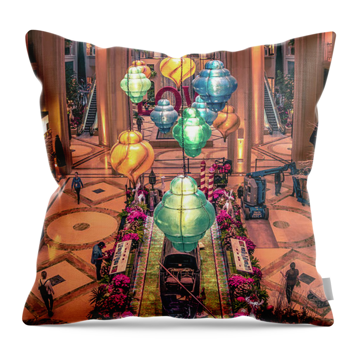 Venetian Throw Pillow featuring the photograph Abstract Views At Night Around Las Vegas Nevada #1 by Alex Grichenko