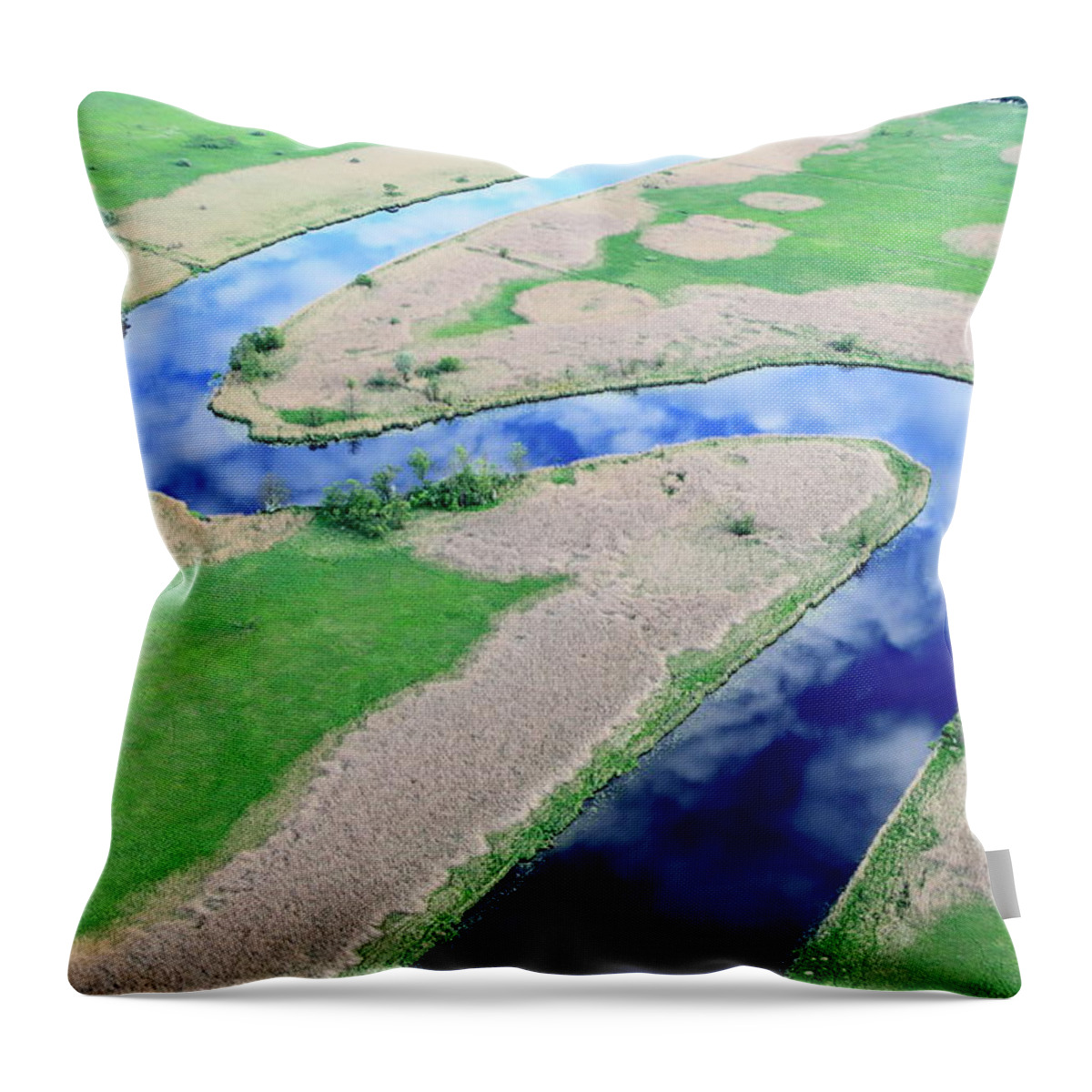 Curve Throw Pillow featuring the photograph Aerial Photo Of A River #1 by Dariuszpa
