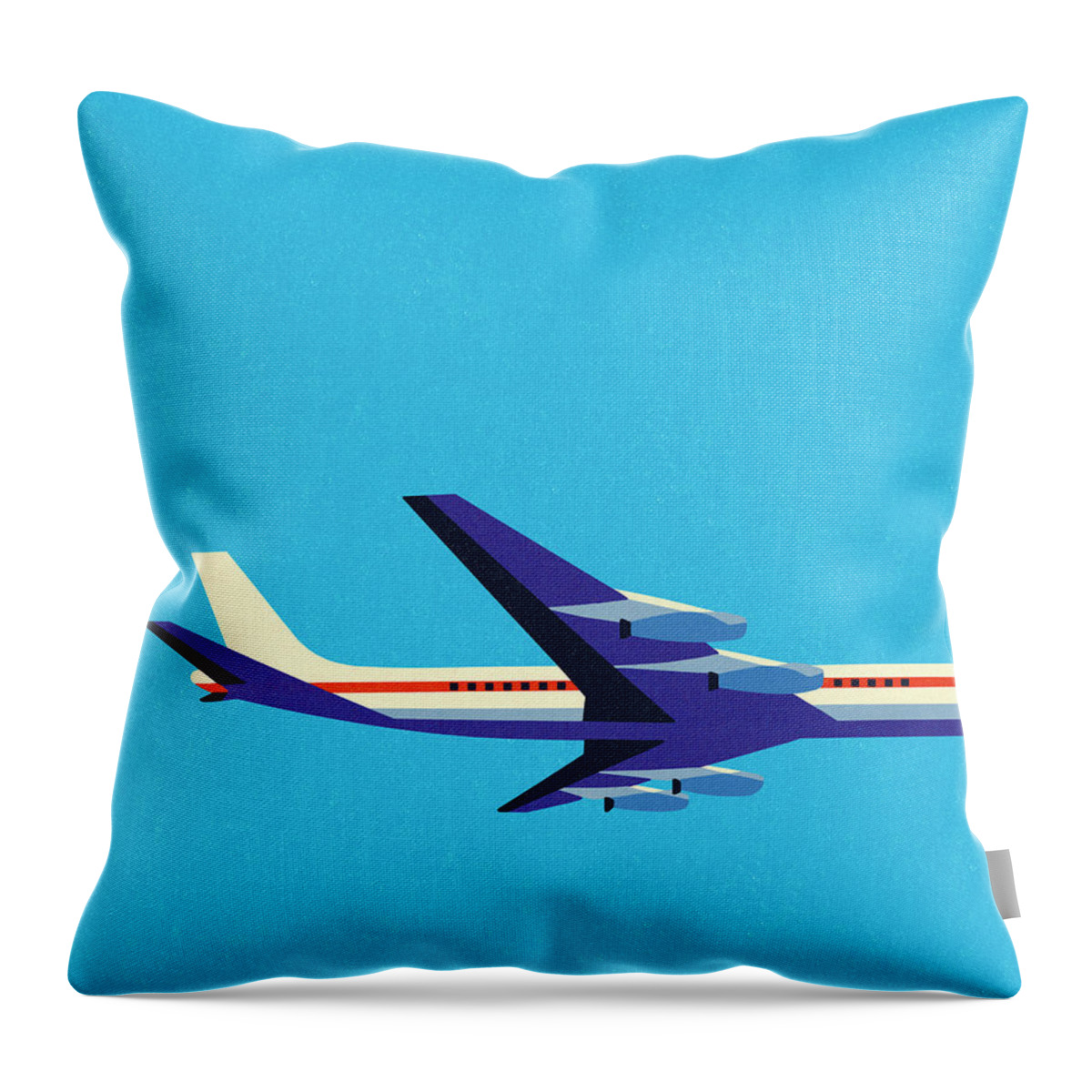 Air Travel Throw Pillow featuring the drawing Airplane in the Sky #1 by CSA Images