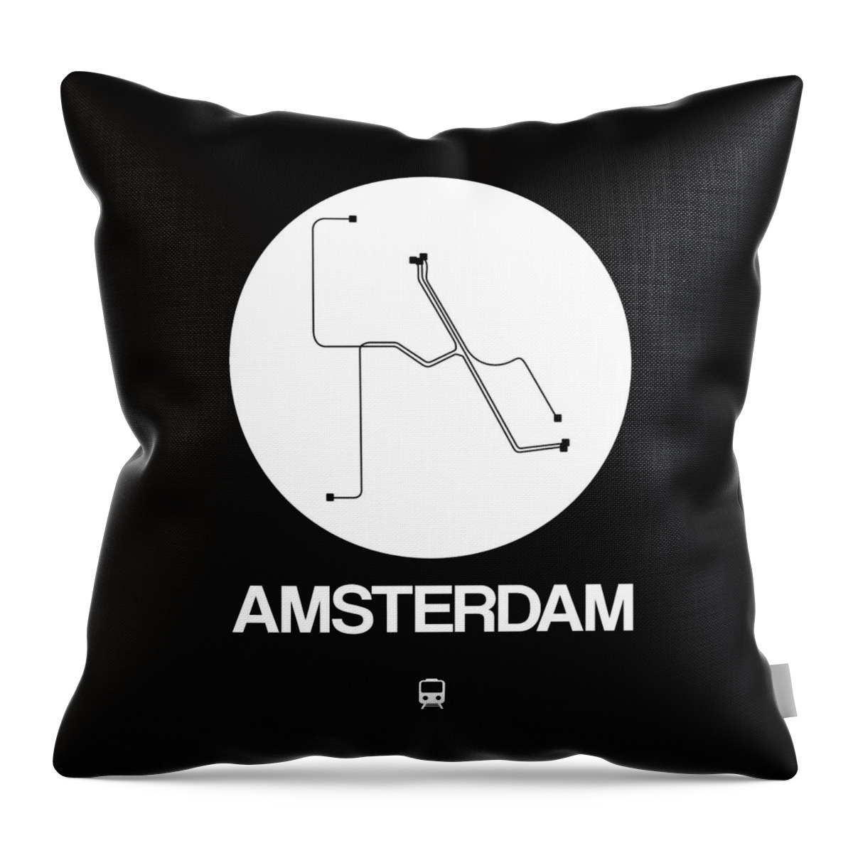Amsterdam Throw Pillow featuring the digital art Amsterdam White Subway Map #1 by Naxart Studio