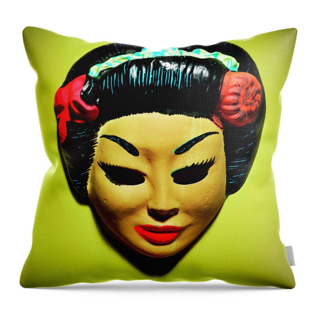 Adult Throw Pillow featuring the drawing Asian Woman Mask #1 by CSA Images