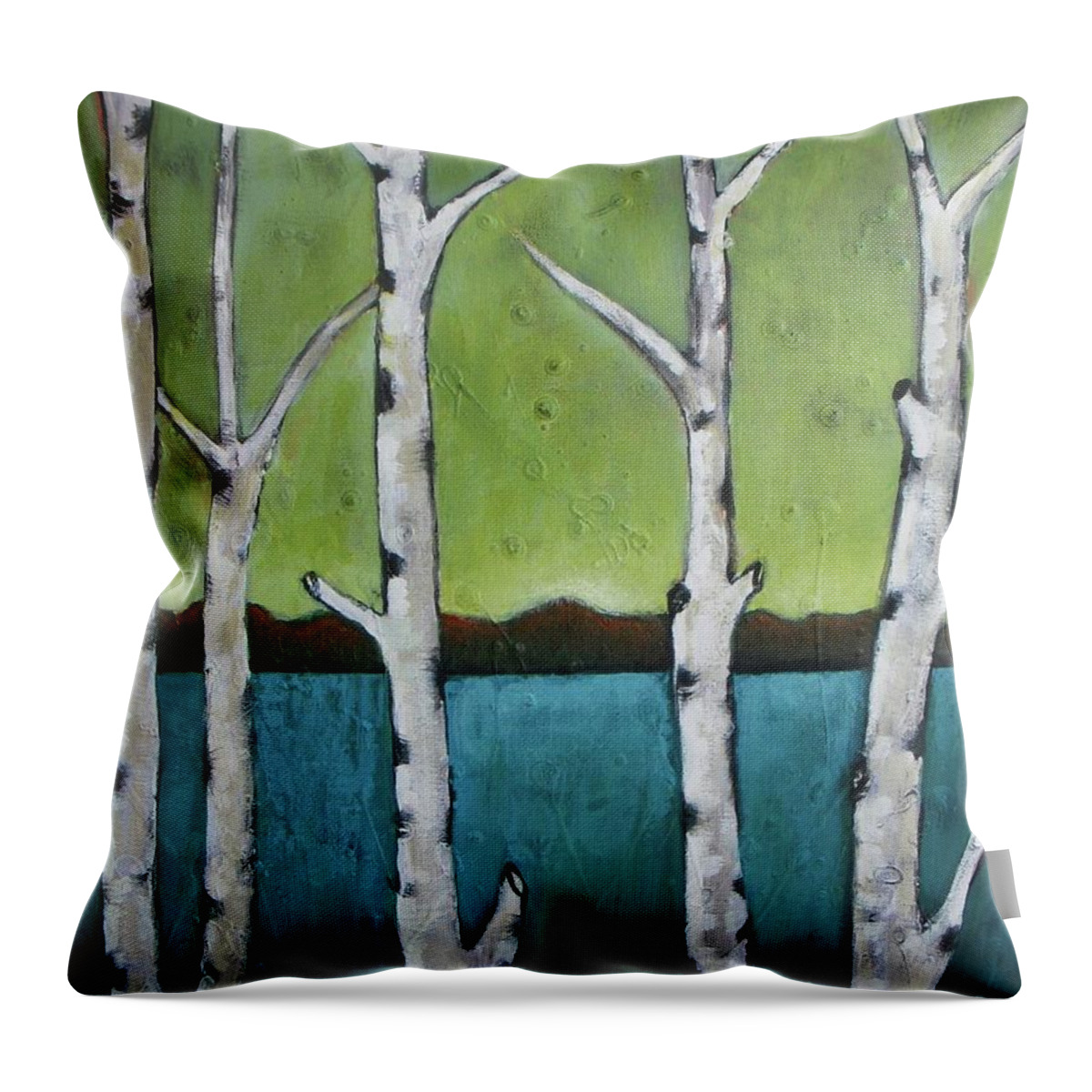 Aspen Throw Pillow featuring the photograph Aspen Trees on the Lake #2 by Vesna Antic