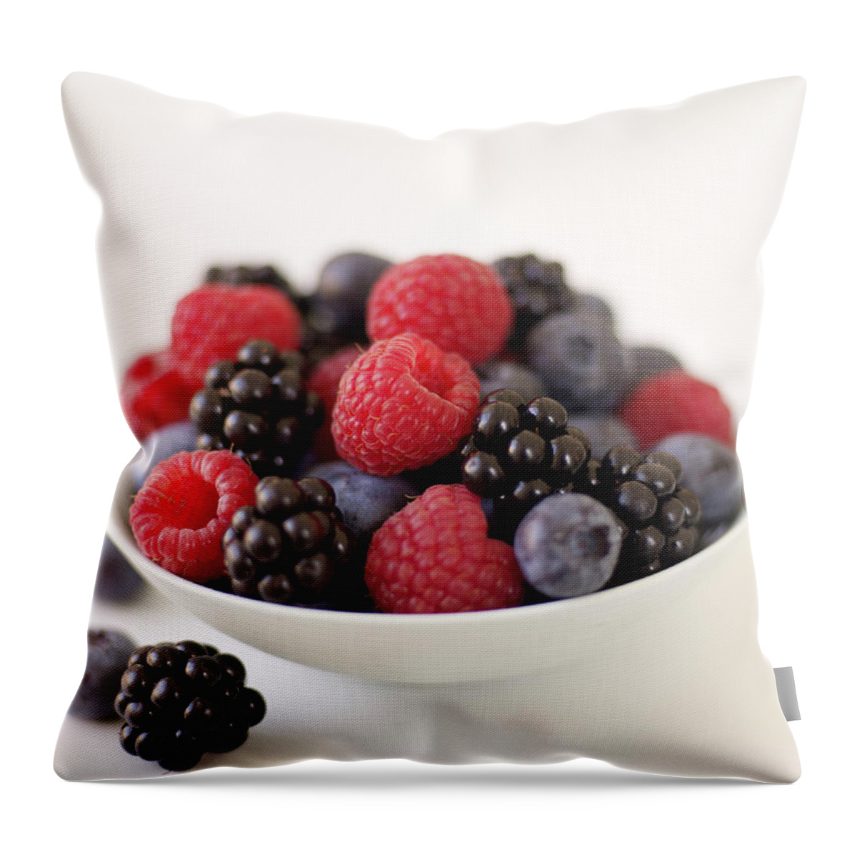White Background Throw Pillow featuring the photograph Assorted Berries #1 by James Baigrie