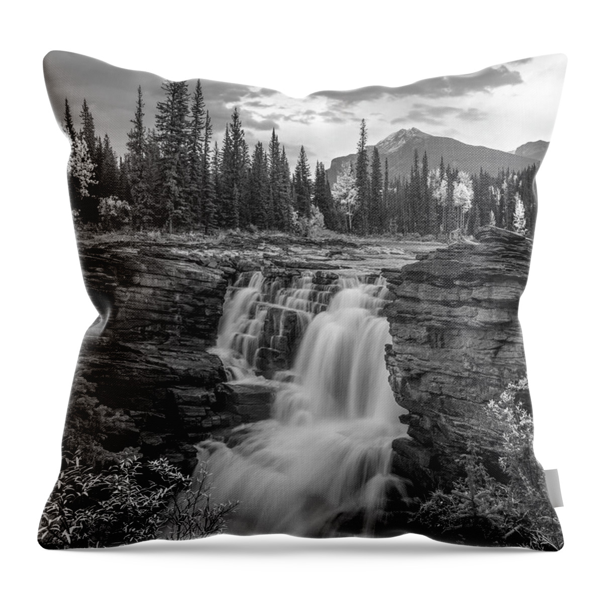 Disk1215 Throw Pillow featuring the photograph Athabasca Falls Jasper National Park #1 by Tim Fitzharris