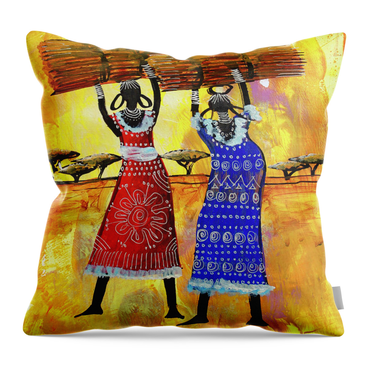Africa Throw Pillow featuring the painting B-351 #1 by Martin Bulinya