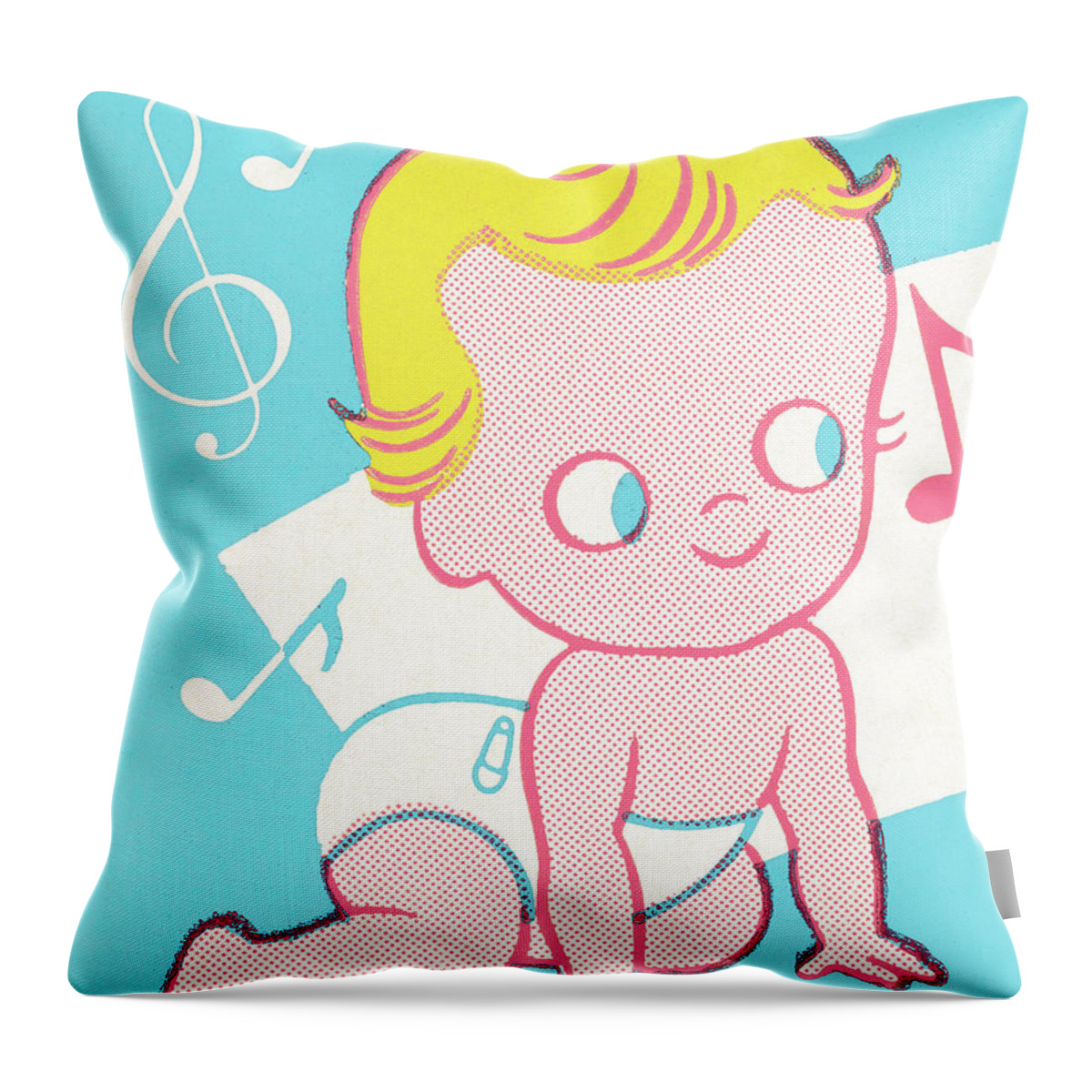 Baby Throw Pillow featuring the drawing Baby with man face #1 by CSA Images