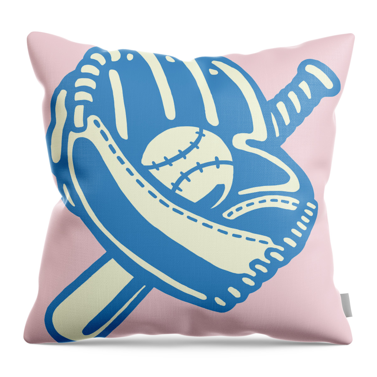 American Pastime Throw Pillow featuring the drawing Baseball Glove, Bat and Ball #1 by CSA Images