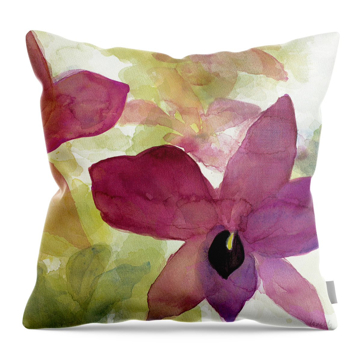 Beautiful Throw Pillow featuring the painting Beautiful And Peace Orchid II #1 by Lanie Loreth
