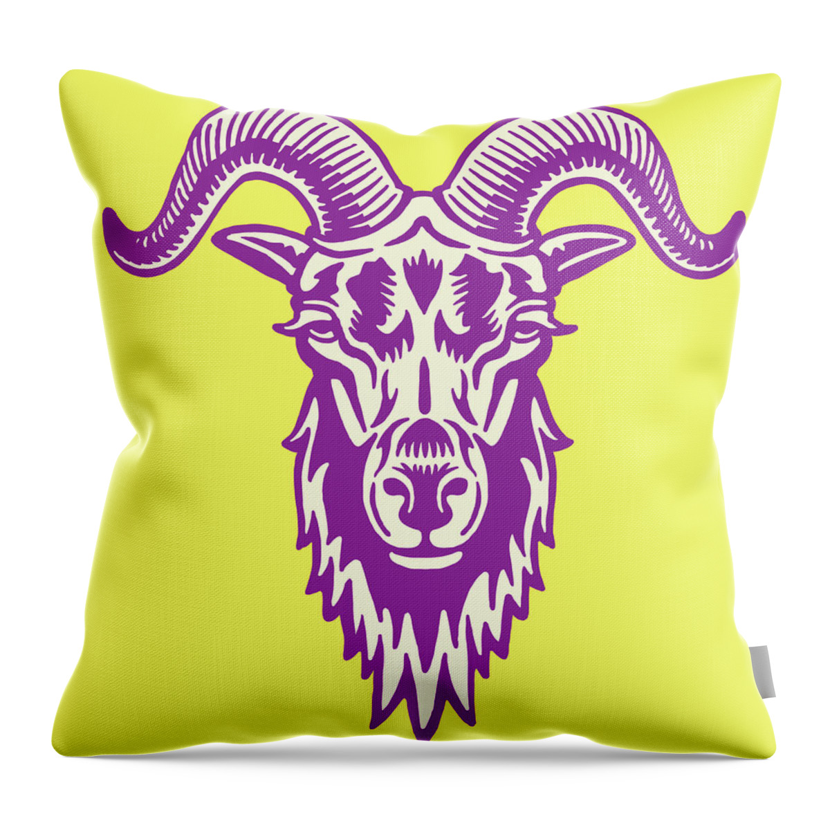 Animal Throw Pillow featuring the drawing Big Horned Goat #1 by CSA Images