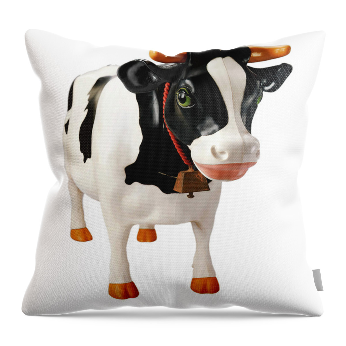 Agriculture Throw Pillow featuring the drawing Black and White Cow #1 by CSA Images