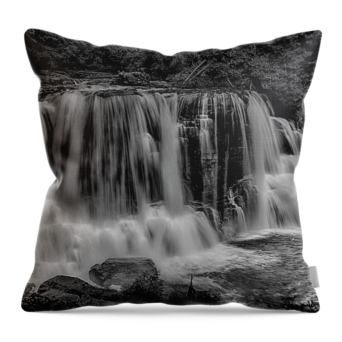 Waterfalls Throw Pillow featuring the photograph Blackwater Falls Mono 1309 #1 by Donald Brown