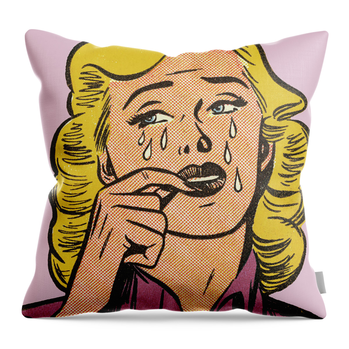 Adult Throw Pillow featuring the drawing Blond Woman Crying #1 by CSA Images