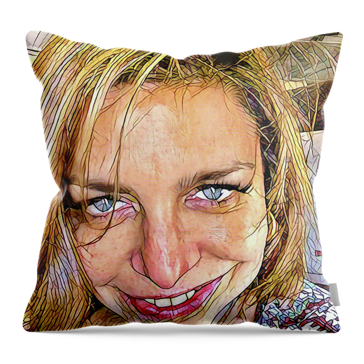 Photoshop Photopaint Throw Pillow featuring the digital art Blue Eyes #1 by Steve Glines