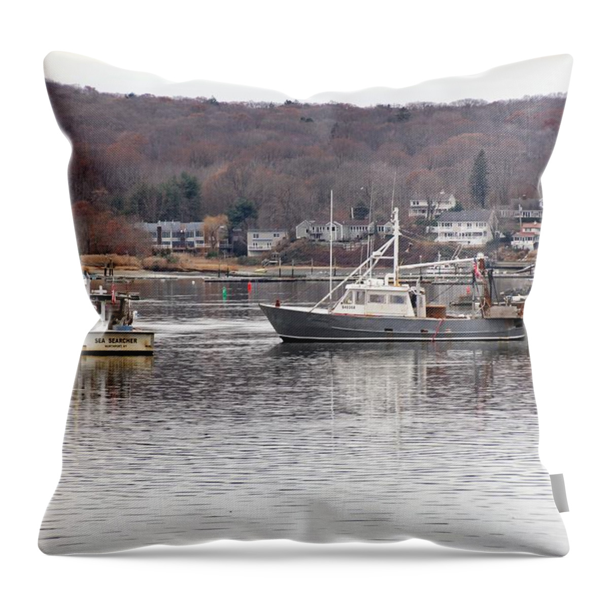 Boats Throw Pillow featuring the photograph Boats at Northport Harbor #4 by Susan Jensen