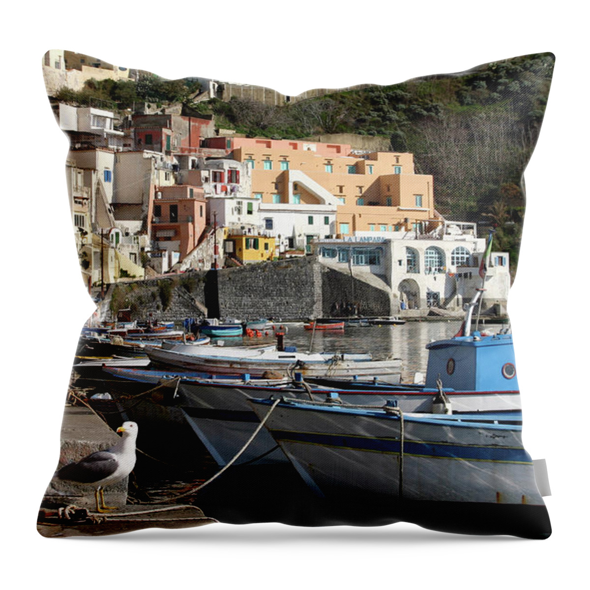 Italy Throw Pillow featuring the photograph Boats of Procida #1 by Jonathan Thompson