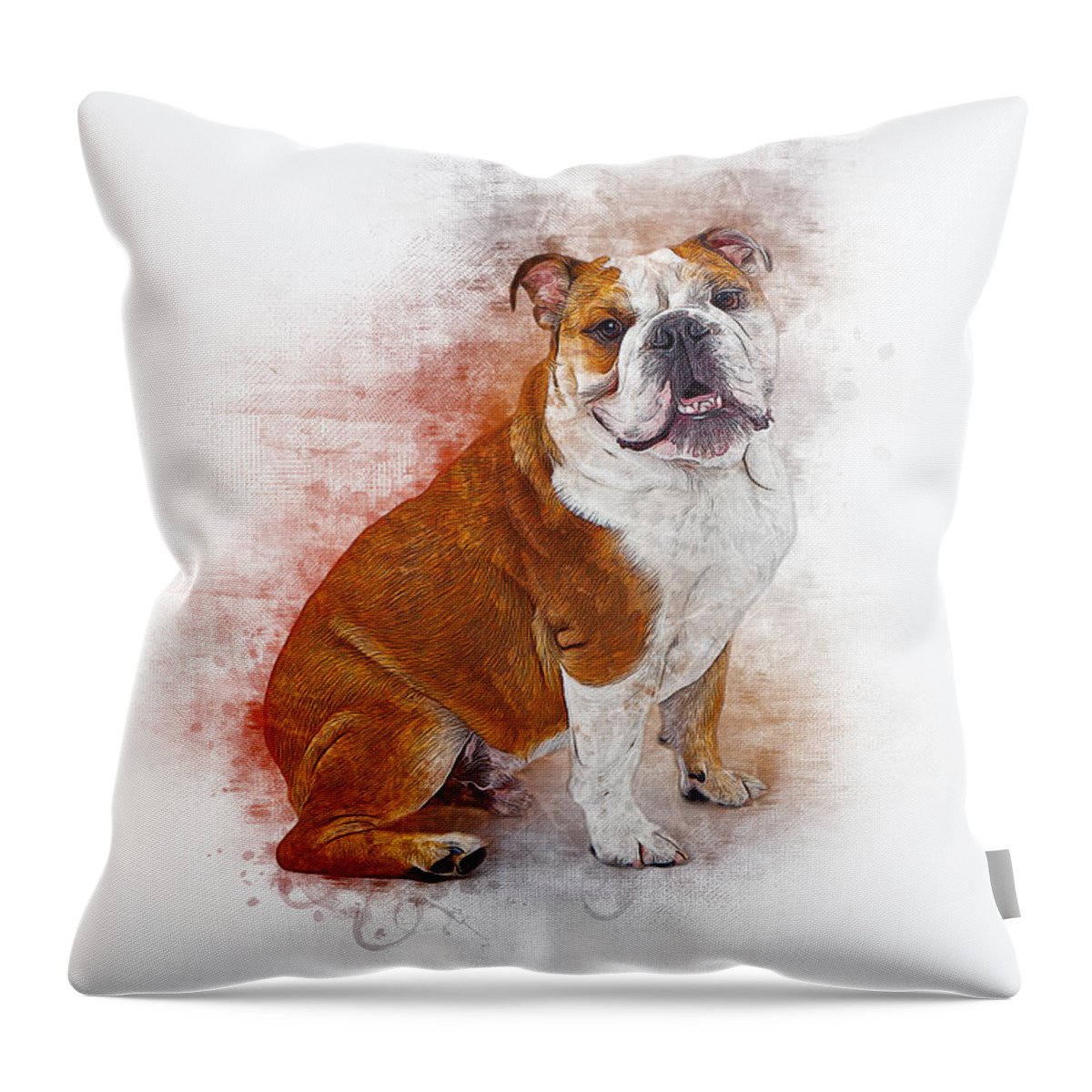Dog Throw Pillow featuring the digital art Bulldog #1 by Ian Mitchell