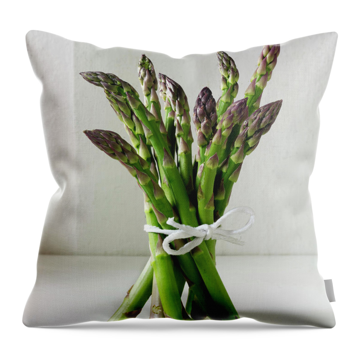 Bunch Throw Pillow featuring the photograph Bunch Of Fresh English Asparagus Spears #1 by Paul Williams - Funkystock