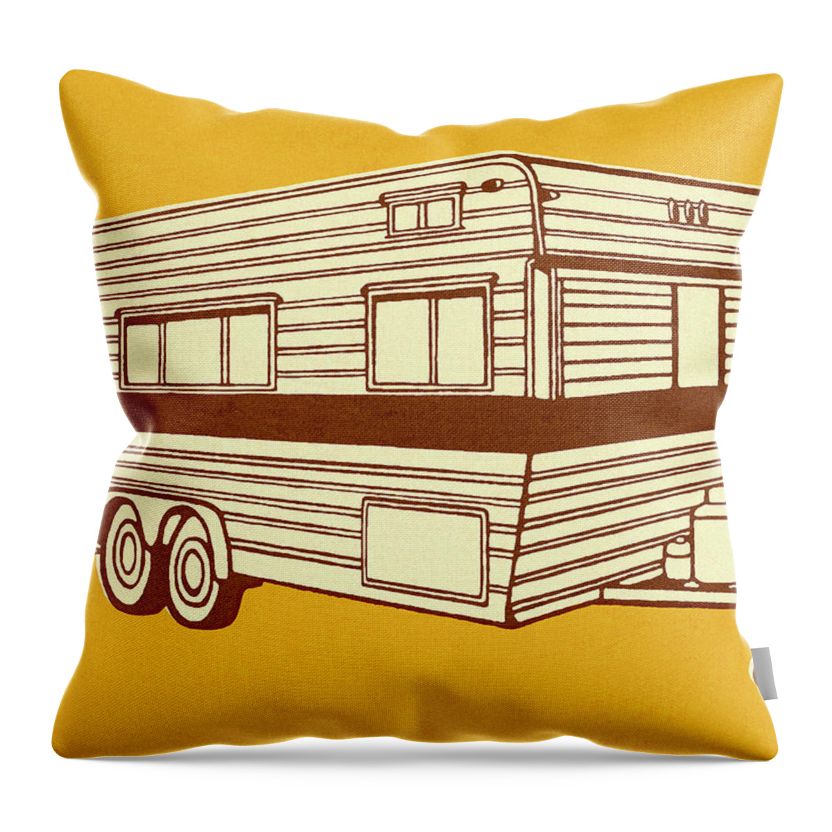 Adventure Throw Pillow featuring the drawing Camper Trailer #1 by CSA Images