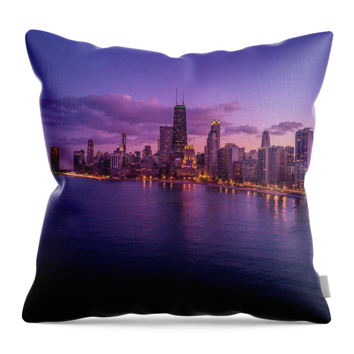 Chicago Throw Pillow featuring the photograph Chicago Sunset #1 by Bobby K