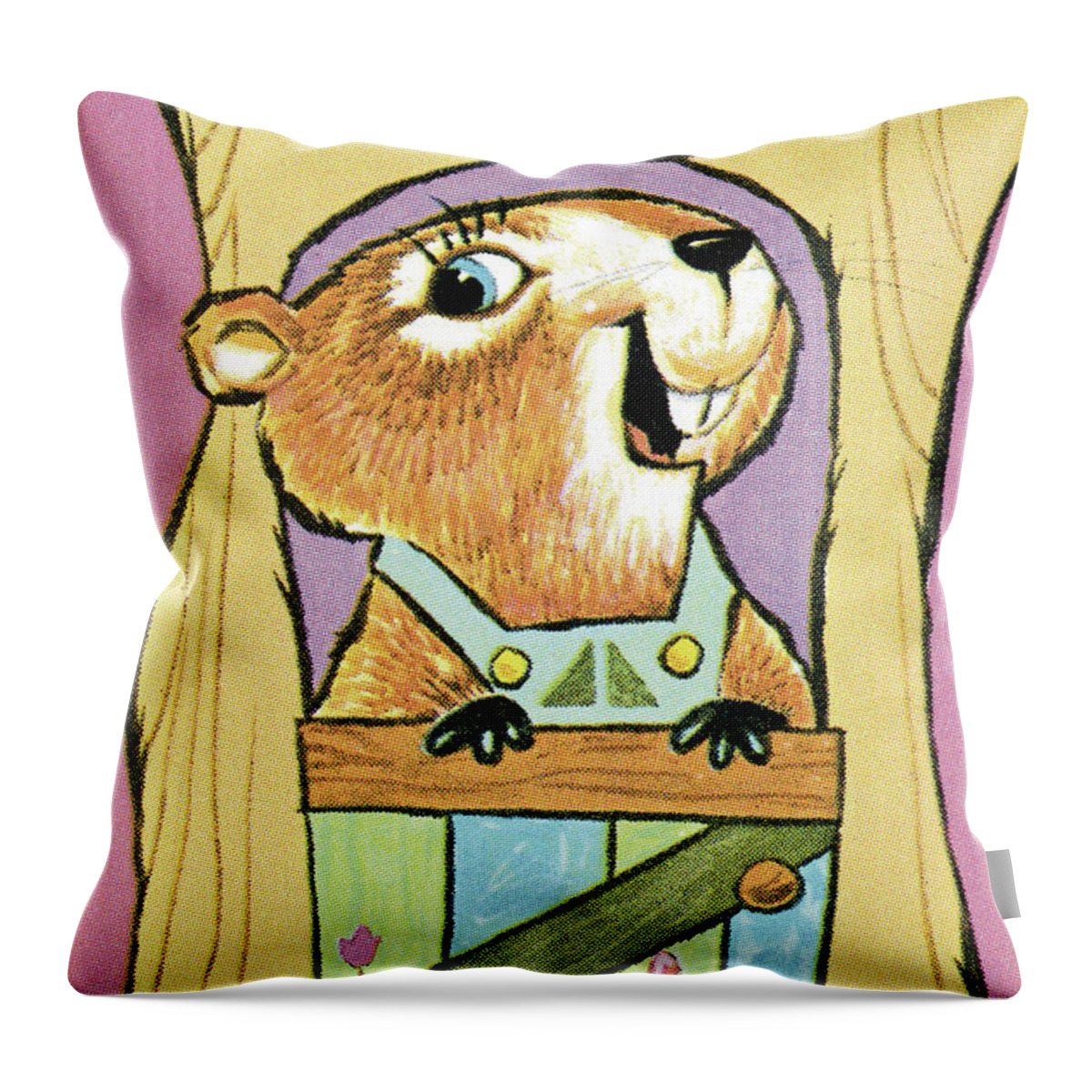 Animal Throw Pillow featuring the drawing Chipmunk #1 by CSA Images