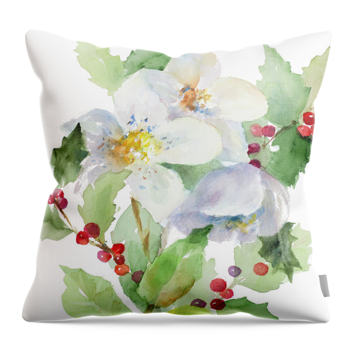 #faaAdWordsBest Throw Pillow featuring the painting Christmas Bouquet I #1 by Lanie Loreth