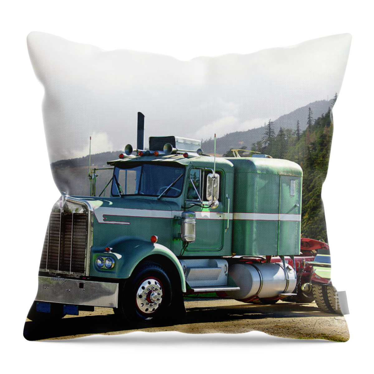 Kenworth Throw Pillow featuring the photograph Classic Kenworth Semi-Truck #1 by Dave Koontz