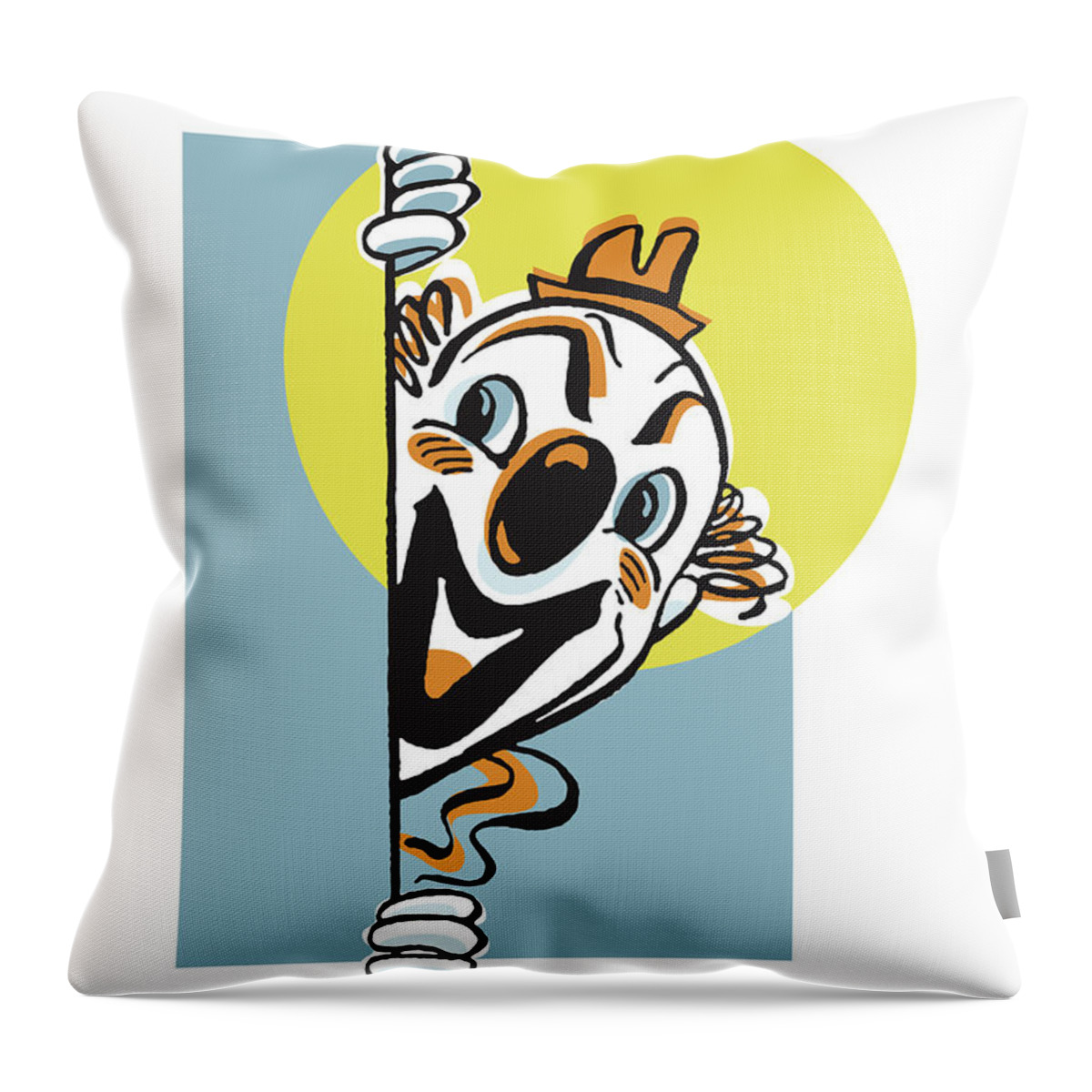 Amuse Throw Pillow featuring the drawing Clown Peeking Around Wall #1 by CSA Images