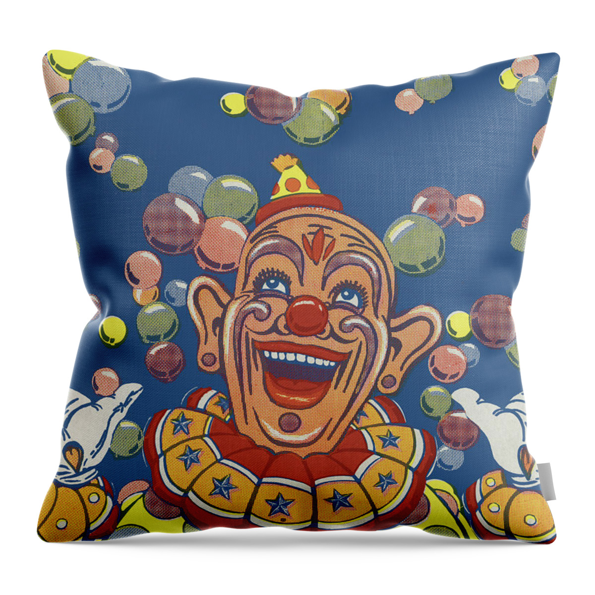 Balloon Throw Pillow featuring the drawing Clown With Balloons #1 by CSA Images