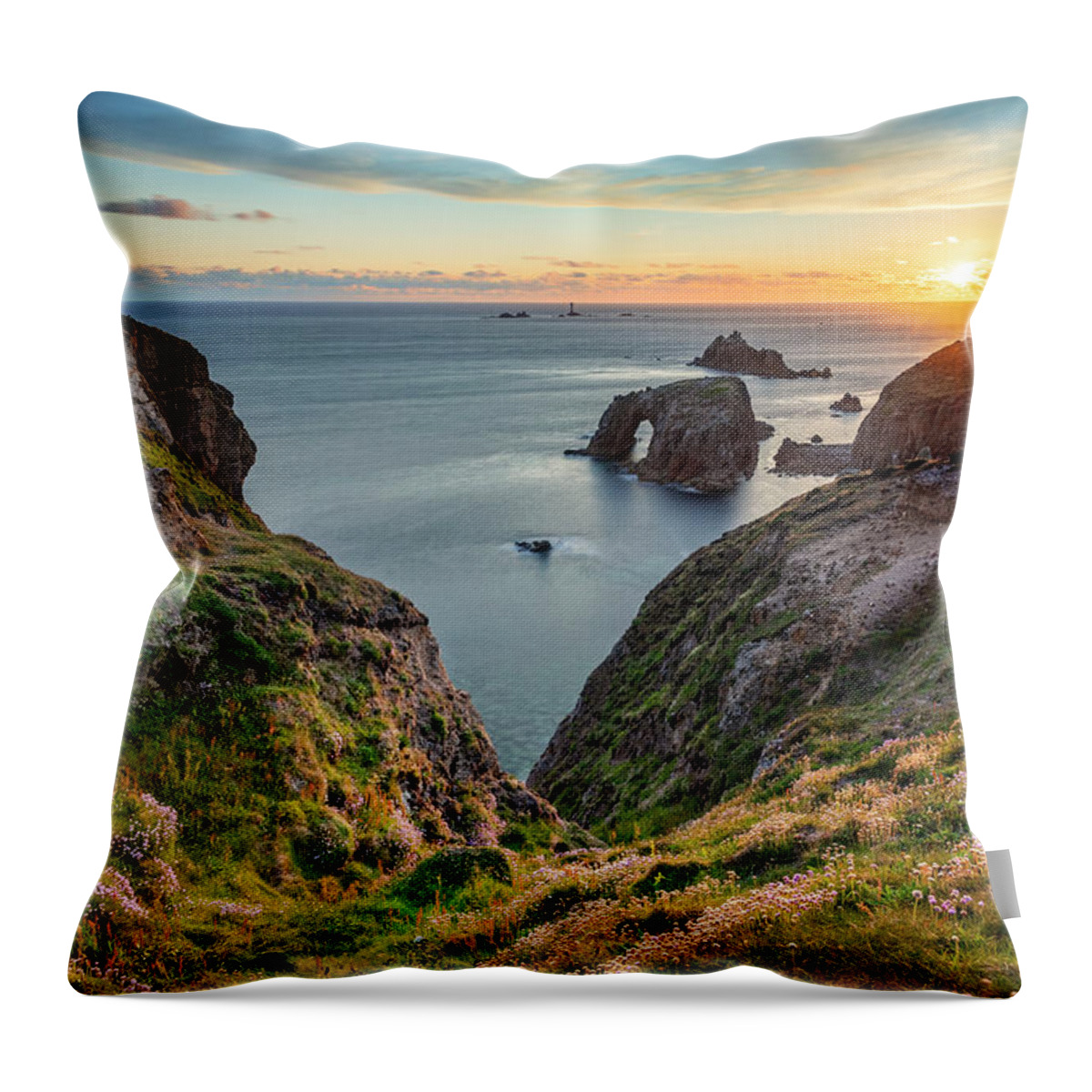 Estock Throw Pillow featuring the digital art Coastal Rock Formations #1 by Reinhard Schmid