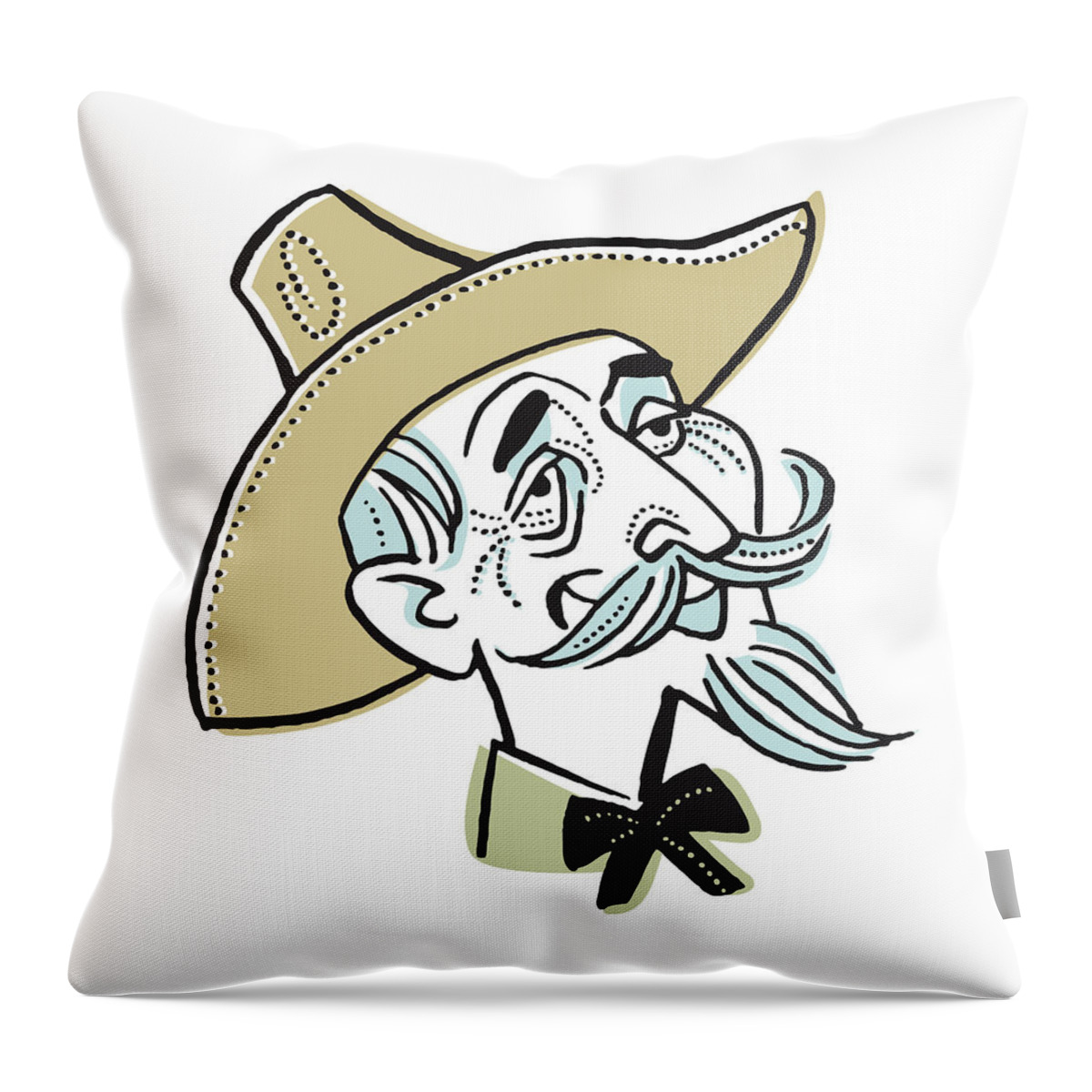 Accessories Throw Pillow featuring the drawing Cowboy with Grey Hair #1 by CSA Images