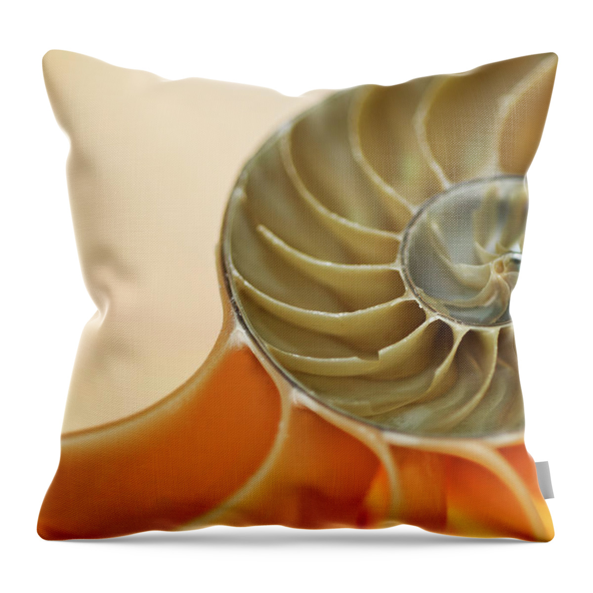 Natural Pattern Throw Pillow featuring the photograph Cross Section Of A Nautilus Shell #1 by Mike Hill