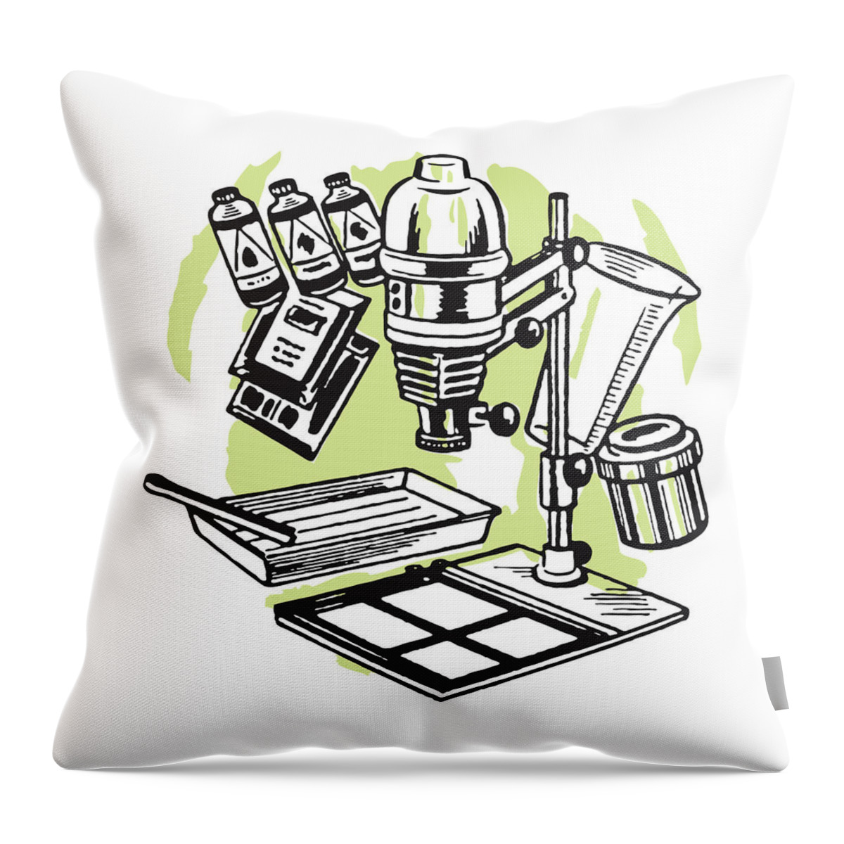 Art Throw Pillow featuring the drawing Dark Room Equipment #1 by CSA Images