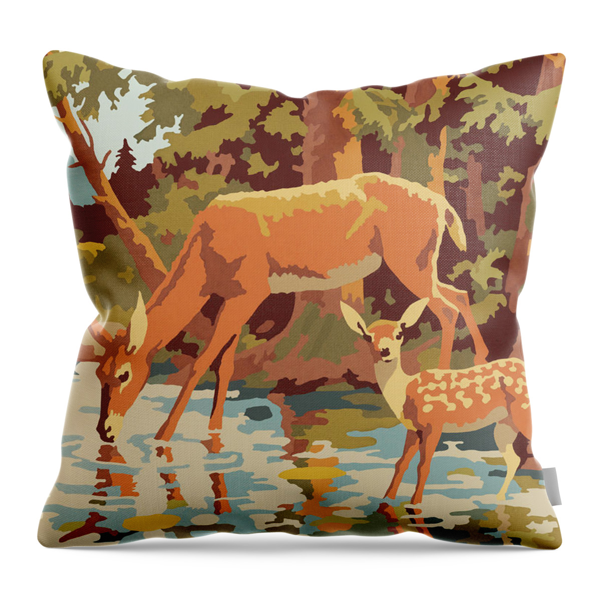 Animal Throw Pillow featuring the drawing Deer #1 by CSA Images