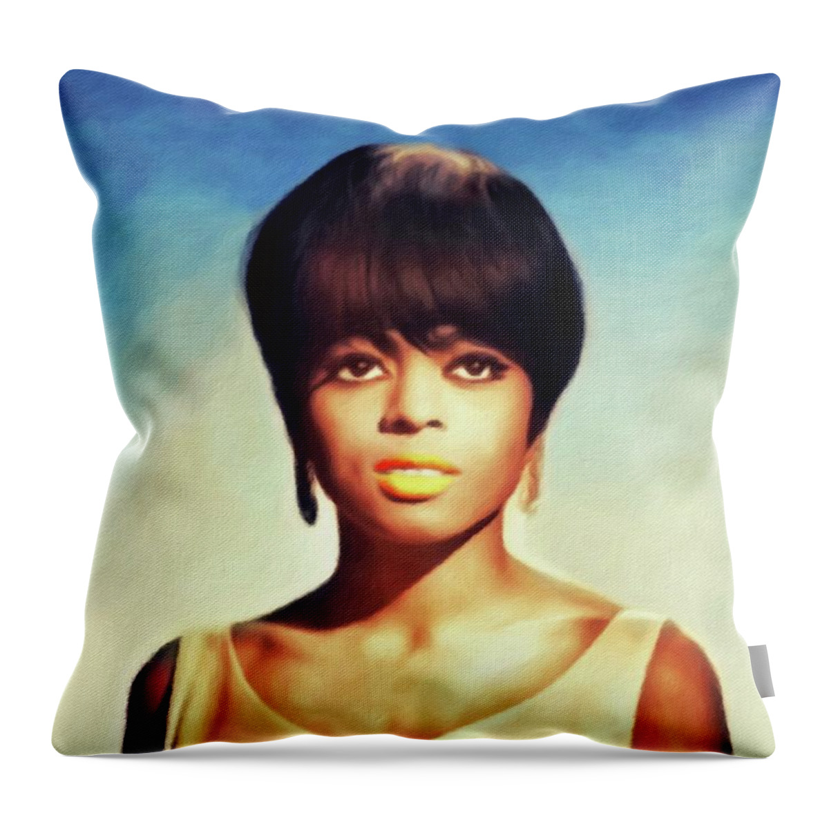 Diana Throw Pillow featuring the painting Diana Ross, Music Legend #1 by Esoterica Art Agency