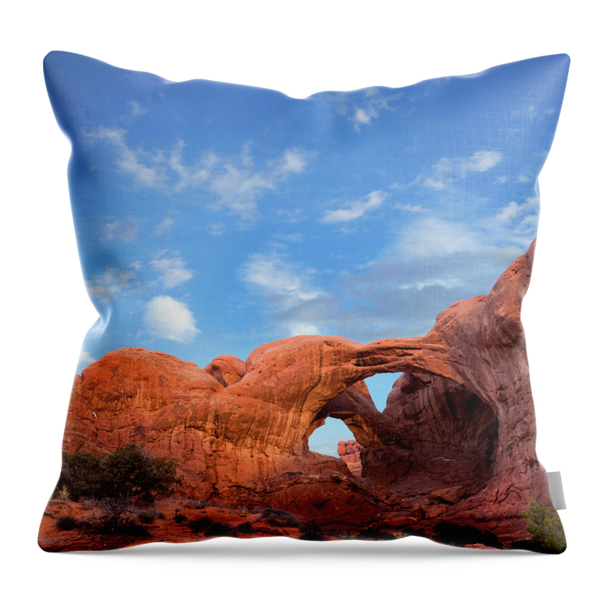 00565367 Throw Pillow featuring the photograph Double Arch, Arches National Park, Utah #1 by Tim Fitzharris